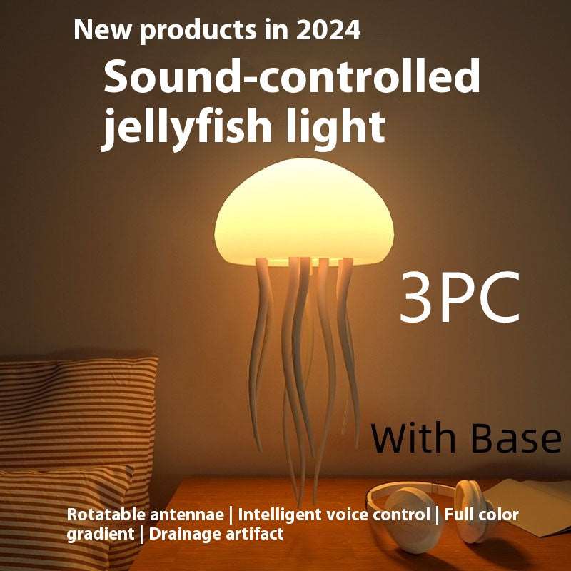 Jellyfish Mood Lamp LED Jellyfish Night Light Portable Jellyfish Lamp Jellyfish Decorations Smart Table Lamp For Bedside Desk Hanging With Base 3PCS Infinite Avenue