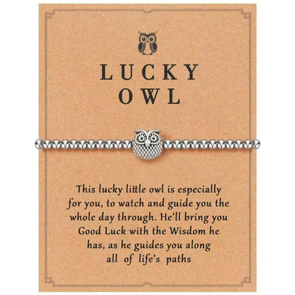 Women's Owl Bracelet English Blessing Cardboard Infinite Avenue