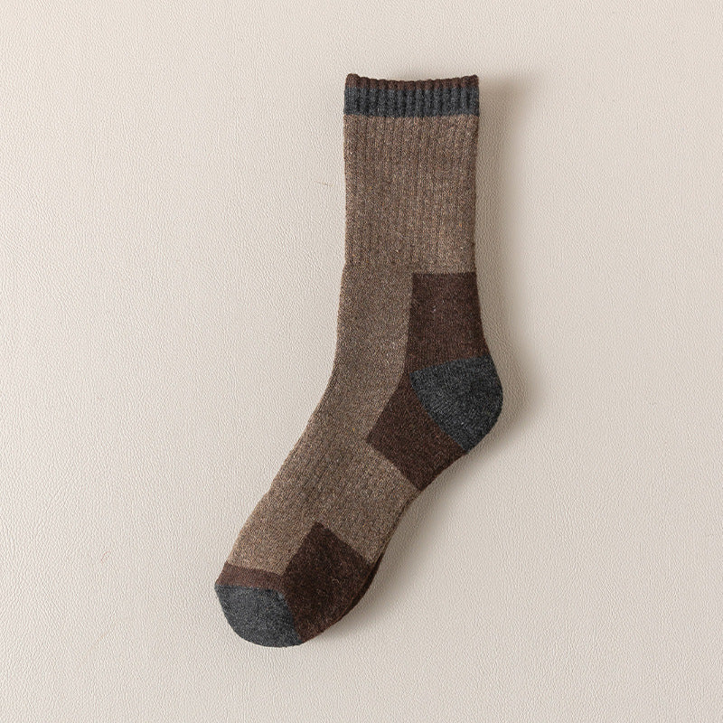 Men's Fleece-Lined Wool Socks – Warm Terry-Loop Design Brown 40 to 47 Infinite Avenue