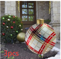 60CM Inflatable PVC Christmas Ball – Outdoor Tree Ornament Red grids2 3PCS 60cm Infinite Avenue