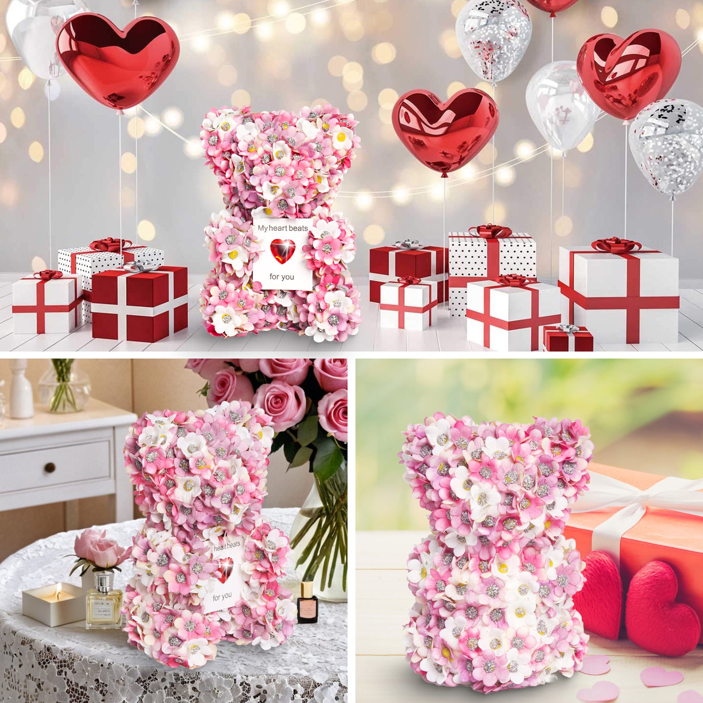 Valentine's Day Artificial Rose Bear Handmade Gift Infinite Avenue