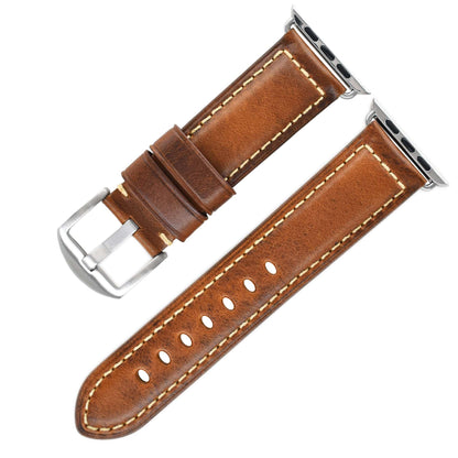 Vintage Oil Wax Genuine Cowhide Watch Band Brown Steel Small Buckle K009S Infinite Avenue