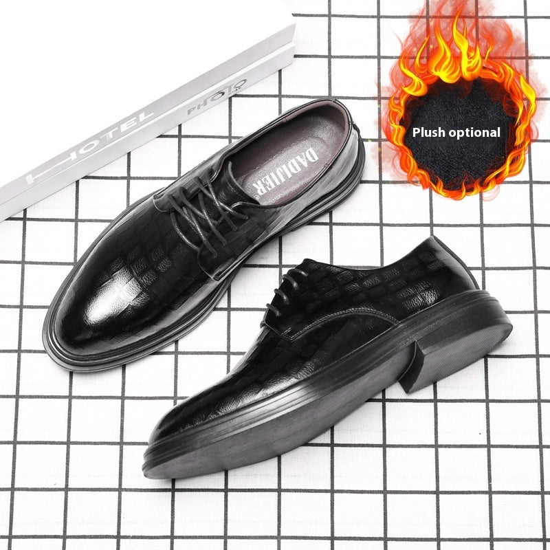 Autumn New British Men's Casual Leather Shoes Men's Plus Size Genuine Leather Business Men's Shoes Black Plus Velvet Infinite Avenue