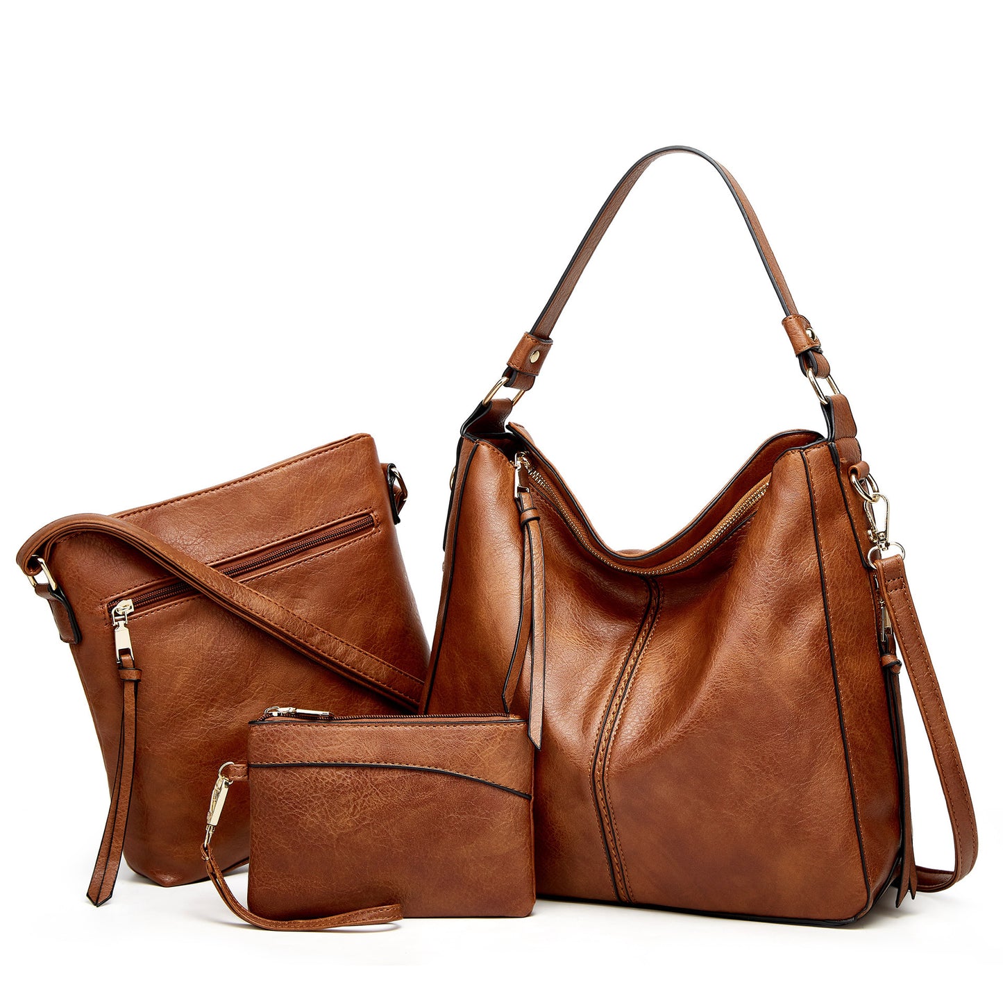 Large Capacity Tote Shoulder Bag Three-piece Set Brown 3 PCS Infinite Avenue