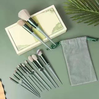 13-Piece Makeup Brush Set – Foundation, Blush, Eyeshadow 13 Green Boxed Bags Infinite Avenue