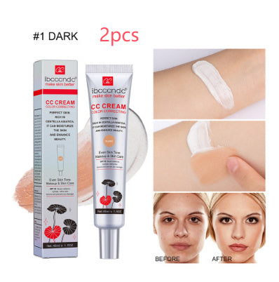 Moisturizing Correcting CC Cream Waterproof Anti-sweat Makeup Before Concealer Lasting Women Makeup Protect Skin Erborian Make 1 Dark 2PCS Infinite Avenue