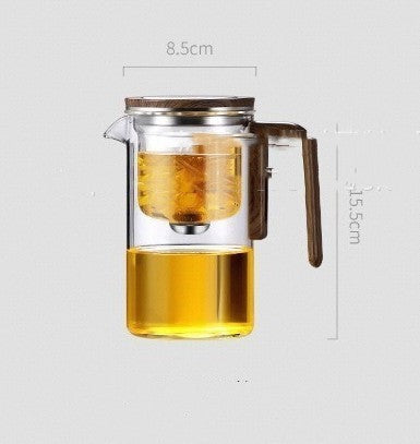 Magnetic Glass Teapot – One-Click Filtration with Wood Handle Infinite Avenue