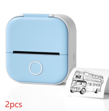 Portable Mini Thermal Label & Photo Printer – Bluetooth Compatible Blue 2pcs USB Infinite Avenue