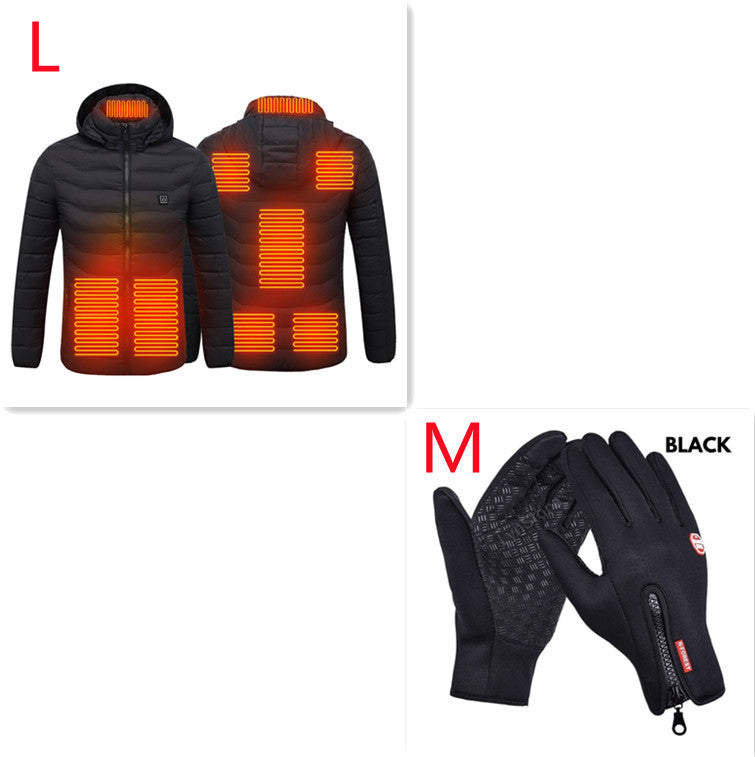 Men’s USB Heated Jacket – Thermal Cotton Coat for Winter Black Zone8 Set L Infinite Avenue