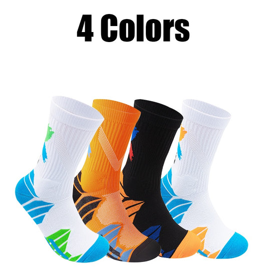 4 Pairs Men Compression Running Socks Crew Athletic Anti Blister Cushioned Anti-odor Seamless Breathable For Running Hiking Cycling Fitness Men Infinite Avenue