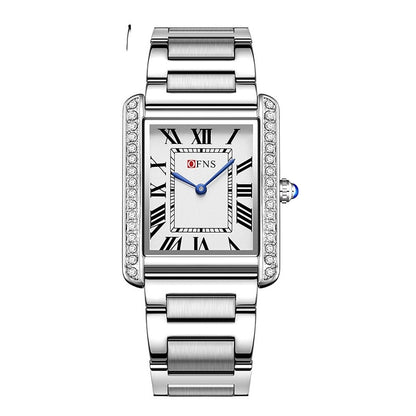 Retro Diamond Inlaid High-end Women's Quartz Watch Couple Silvery Mens style Infinite Avenue