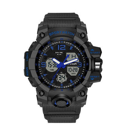 Electronic Youth Student Fashion Trend Cool Men's Watch 6030 Black And Blue For Men Infinite Avenue