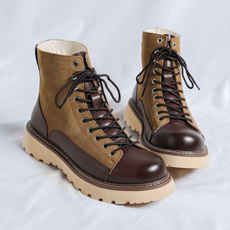 Patchwork Retro All-matching Work Clothes Boots Infinite Avenue