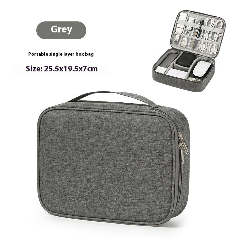 Data Cable Storage Bag Mobile Power Box Travel Portable Digital Accessories Organizing Folders Single Gray Infinite Avenue