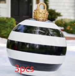 60CM Inflatable PVC Christmas Ball – Outdoor Tree Ornament Black stripes 3PCS 60cm Infinite Avenue