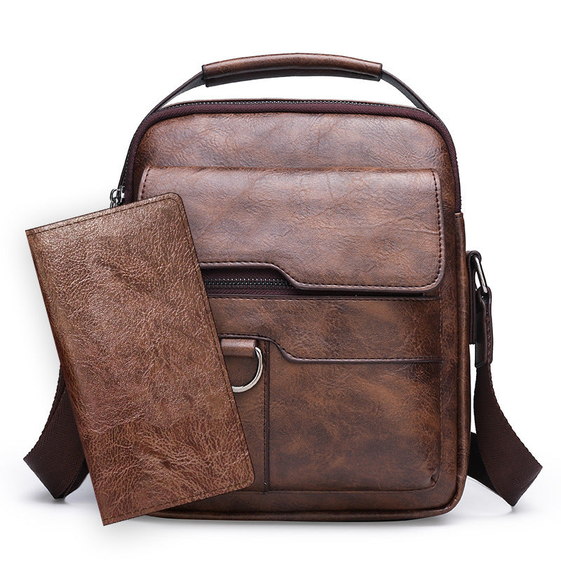 Casual Crossbody Men's Document Small Backpack Brown Long Wallet Infinite Avenue