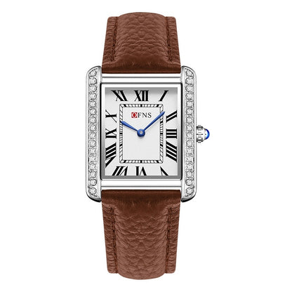 Retro Diamond Inlaid High-end Women's Quartz Watch Couple Coffee Mens style Infinite Avenue