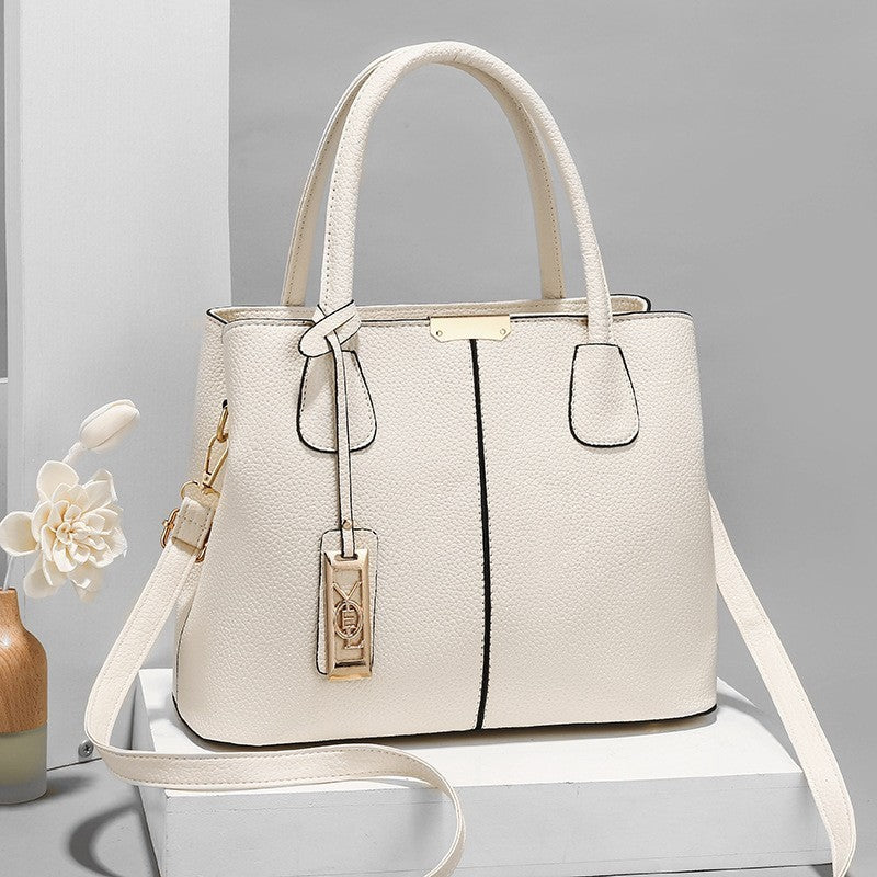 One-shoulder Crossbody Iron Pendant Decorative Large Capacity Handbag White Infinite Avenue