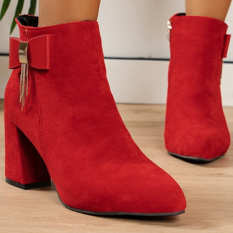 New Festive Chunky Heel Side Zipper Boots Infinite Avenue