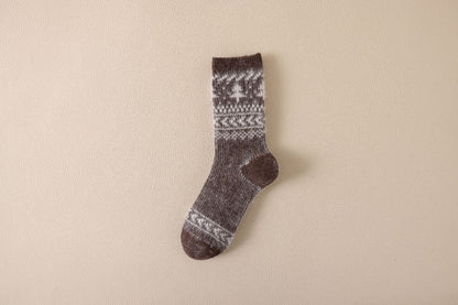 Autumn & Winter Mid-Calf Thick Knit Women's Socks 3 Deep Coffee Infinite Avenue