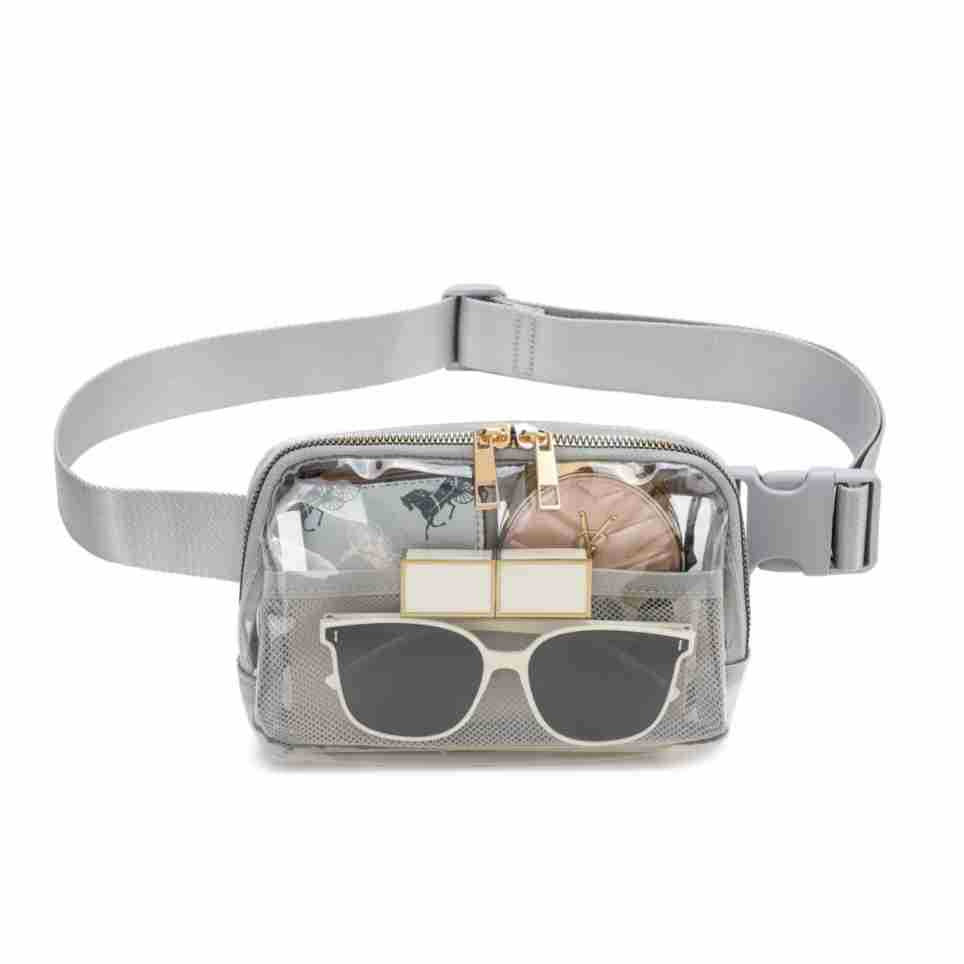 Female Minimalist Casual Transparent Waist Bag Gray Infinite Avenue