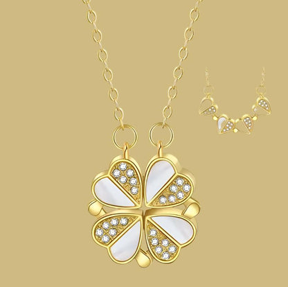 Luxury Four-Leaf Clover Necklace – Stainless Steel & Crystal Infinite Avenue