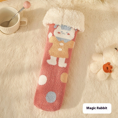 Women's Lamb Fleece Tube Room Socks Magic Rabbit Free Size Infinite Avenue