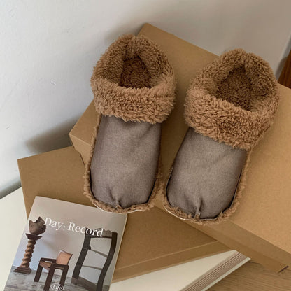 Hole Shoes Plush Cotton Cover Fleece Lined Warm Removable Washable Couple Lining Thickened Camel Brown Infinite Avenue