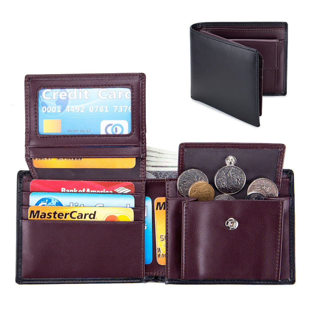 Men's Genuine Leather Trifold Wallet – Compact & Stylish Wine Red Infinite Avenue