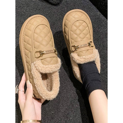 Women's Flat Bottomed Warm And Fluffy Cotton Shoes Coffee Color Infinite Avenue