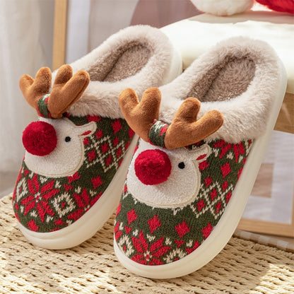 Women’s Cute Elk Plush Slippers – Non-Slip Winter House Shoes Infinite Avenue