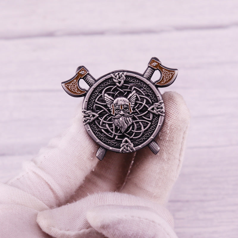 Viking Aoding Brooch Vintage Golden M Badge Accessories Infinite Avenue