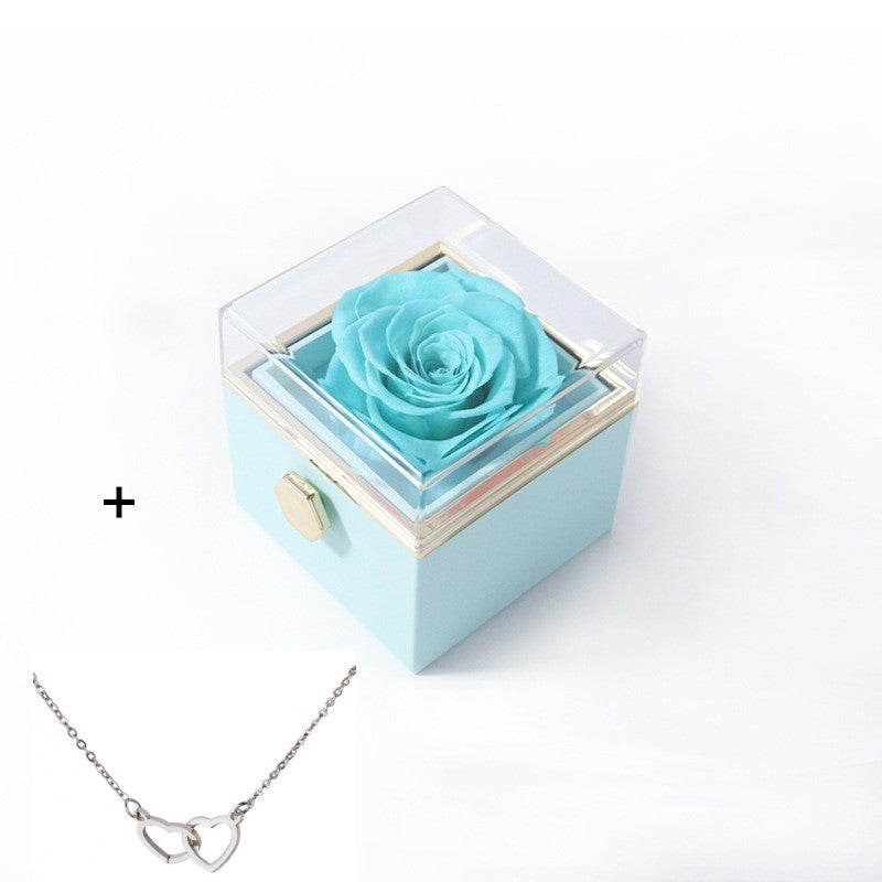 Acrylic Ring Box Valentine's Day Proposal Confession Blue Box Silver Necklace Infinite Avenue