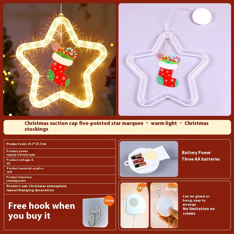 LED Christmas Star Pendant – Holiday Window & Door Decoration Christmas stocking Battery Type Infinite Avenue