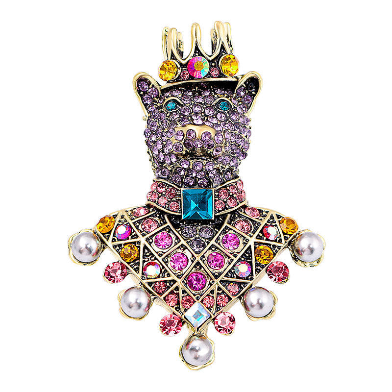 Women's Diamond Crown Bear Brooch Full Diamond Bear Infinite Avenue