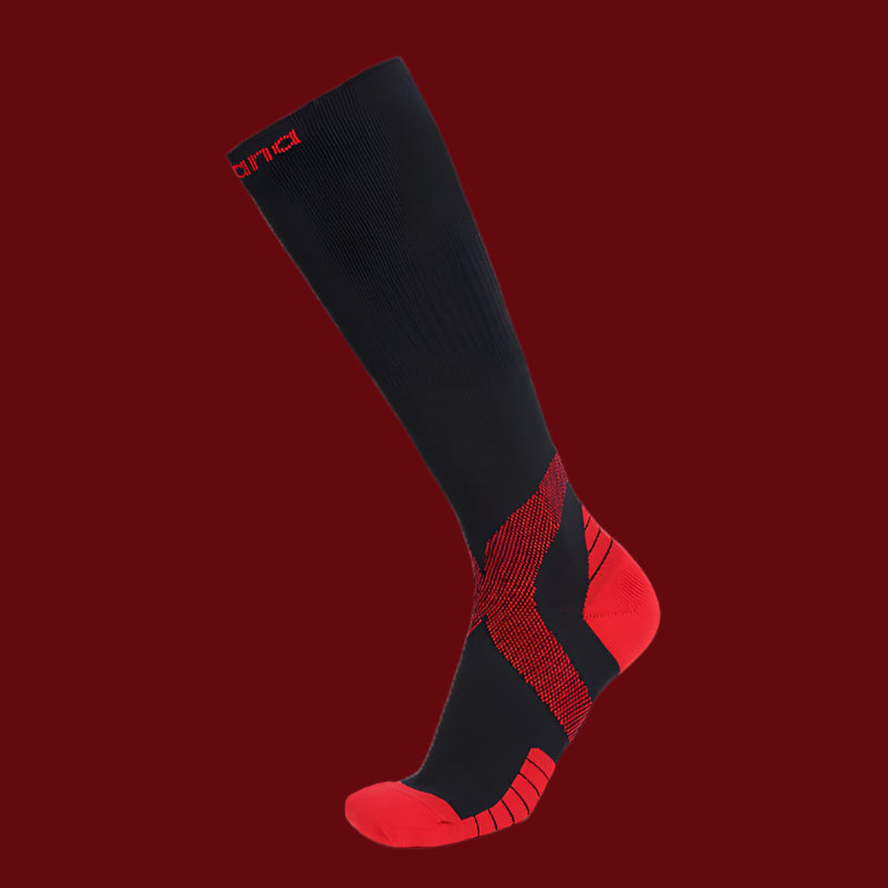 Unisex Long Sports Compression Socks – Outdoor High-Top Terry Black Infinite Avenue