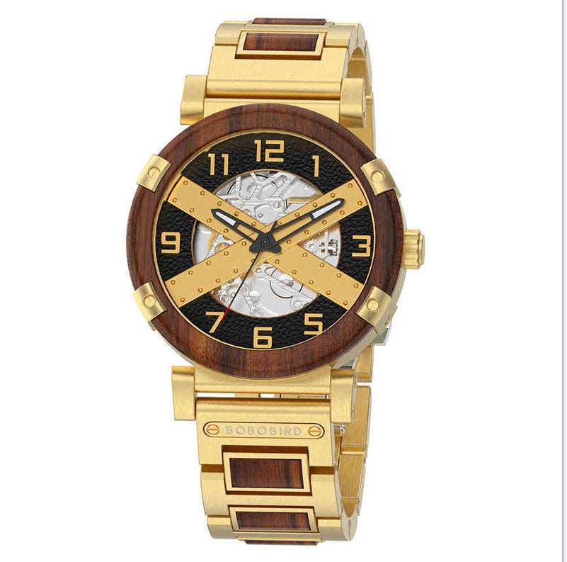 Men's New Fully Automatic Mechanical Watch GT1042A hollowed out yellow Infinite Avenue