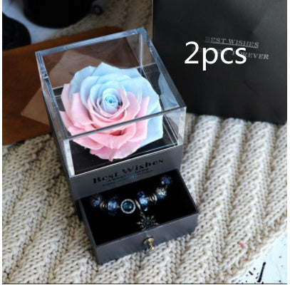 Eternal Flower Rose Jewelry Box for Birthday Presents Valentines Day Wedding Gift Pink blue2pcs Infinite Avenue