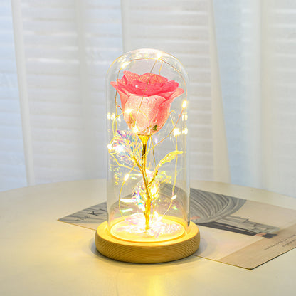 Valentines Day Gift For Girlfriend Eternal Rose Flowers LED Light In Glass Cover Day Wedding Decoration Favors Mother Day Female Gift Gift Infinite Avenue