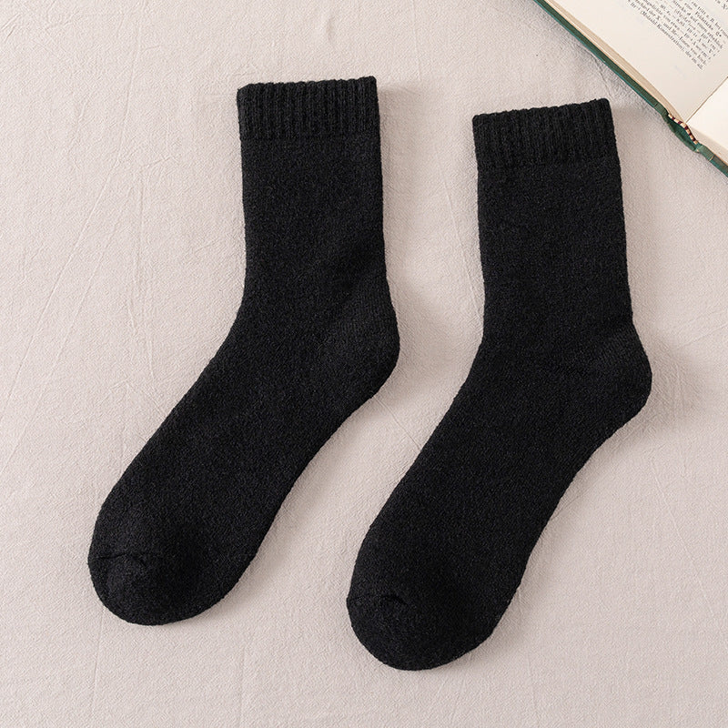 Men's Fleece-Lined Wool Socks – Winter Warmth Black Free Size Infinite Avenue