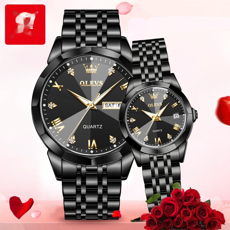 Quartz Watch Valentine's Day Gift Couple Watch Men Couple All Black Pair Infinite Avenue