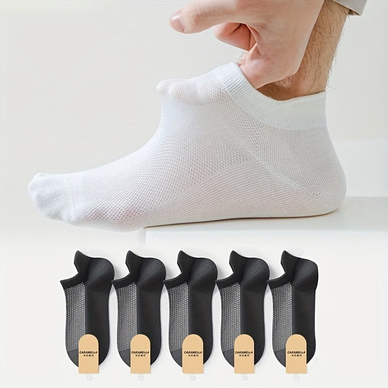 5 Pairs Men's Soft Breathable Sweat-Wicking Daily Socks All Black Infinite Avenue