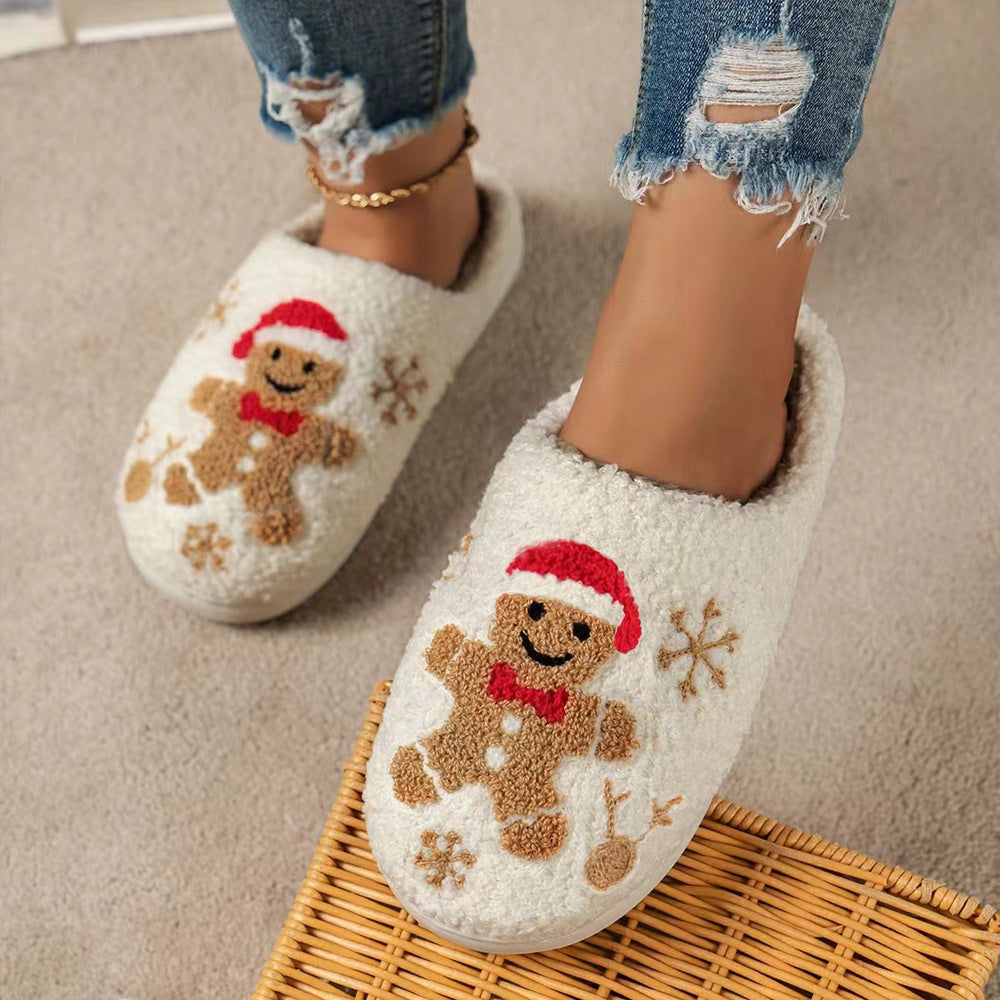 Women’s Christmas Gingerbread Slippers – Fuzzy Non-Slip House Shoes Infinite Avenue