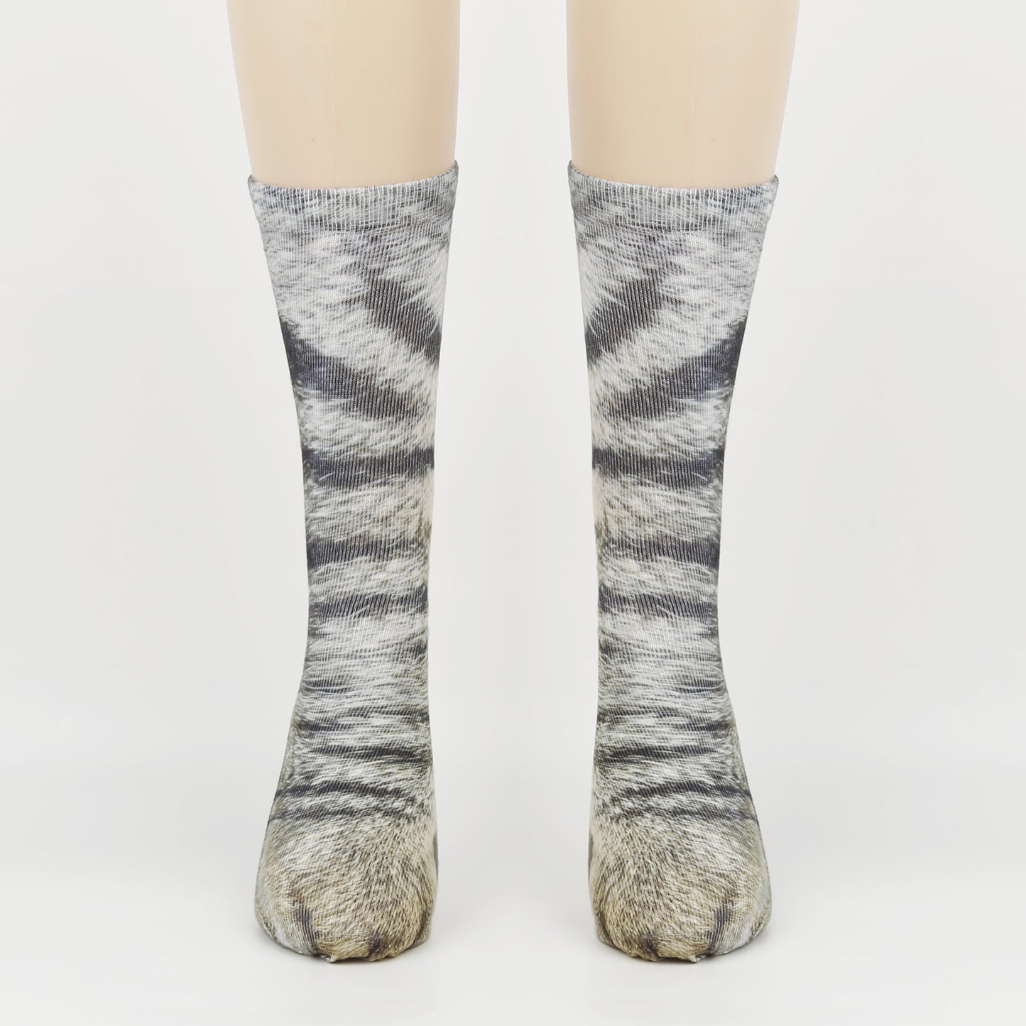 3D Animal Print Foot Socks Gray Cat Infinite Avenue