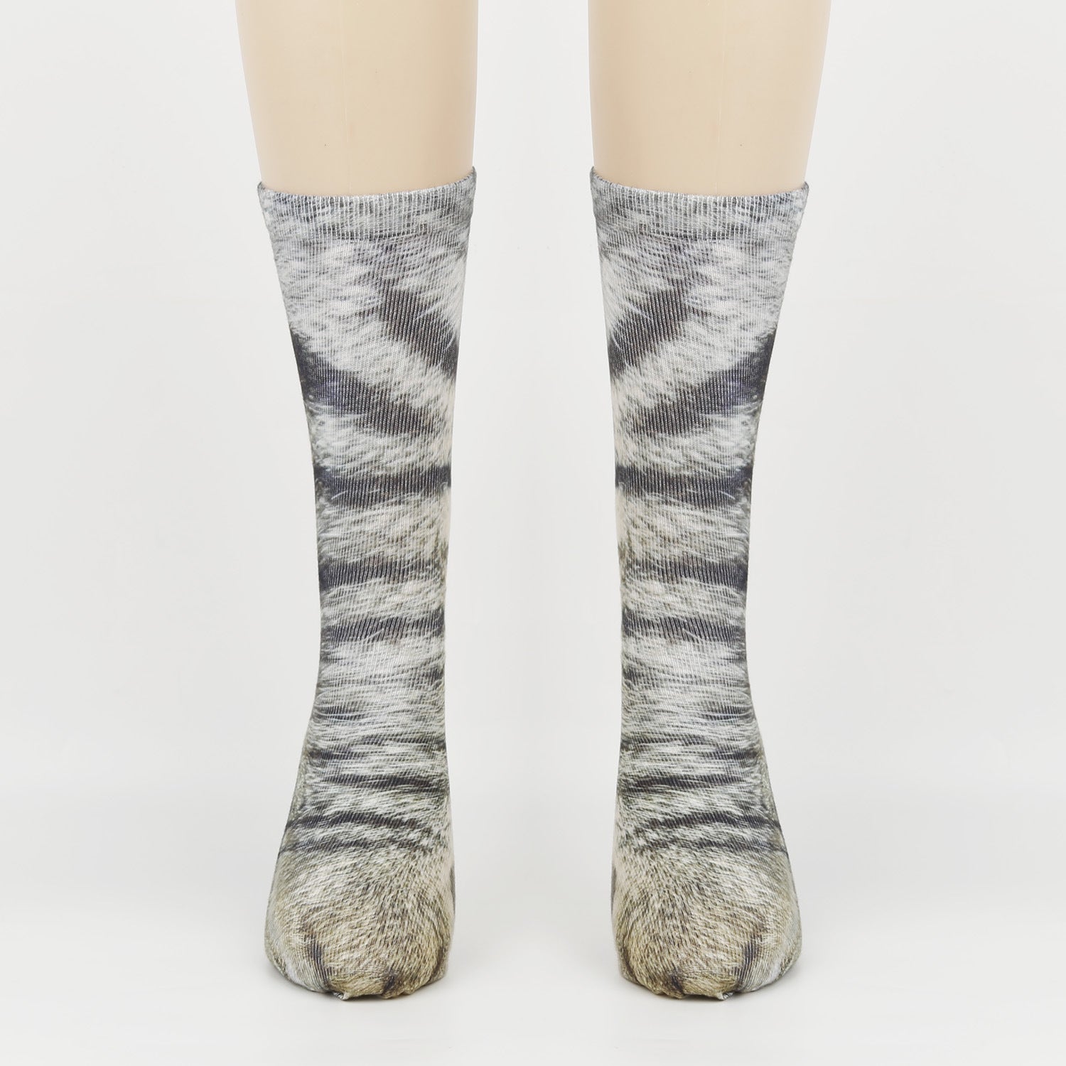 3D Animal Print Foot Socks Gray Cat Infinite Avenue