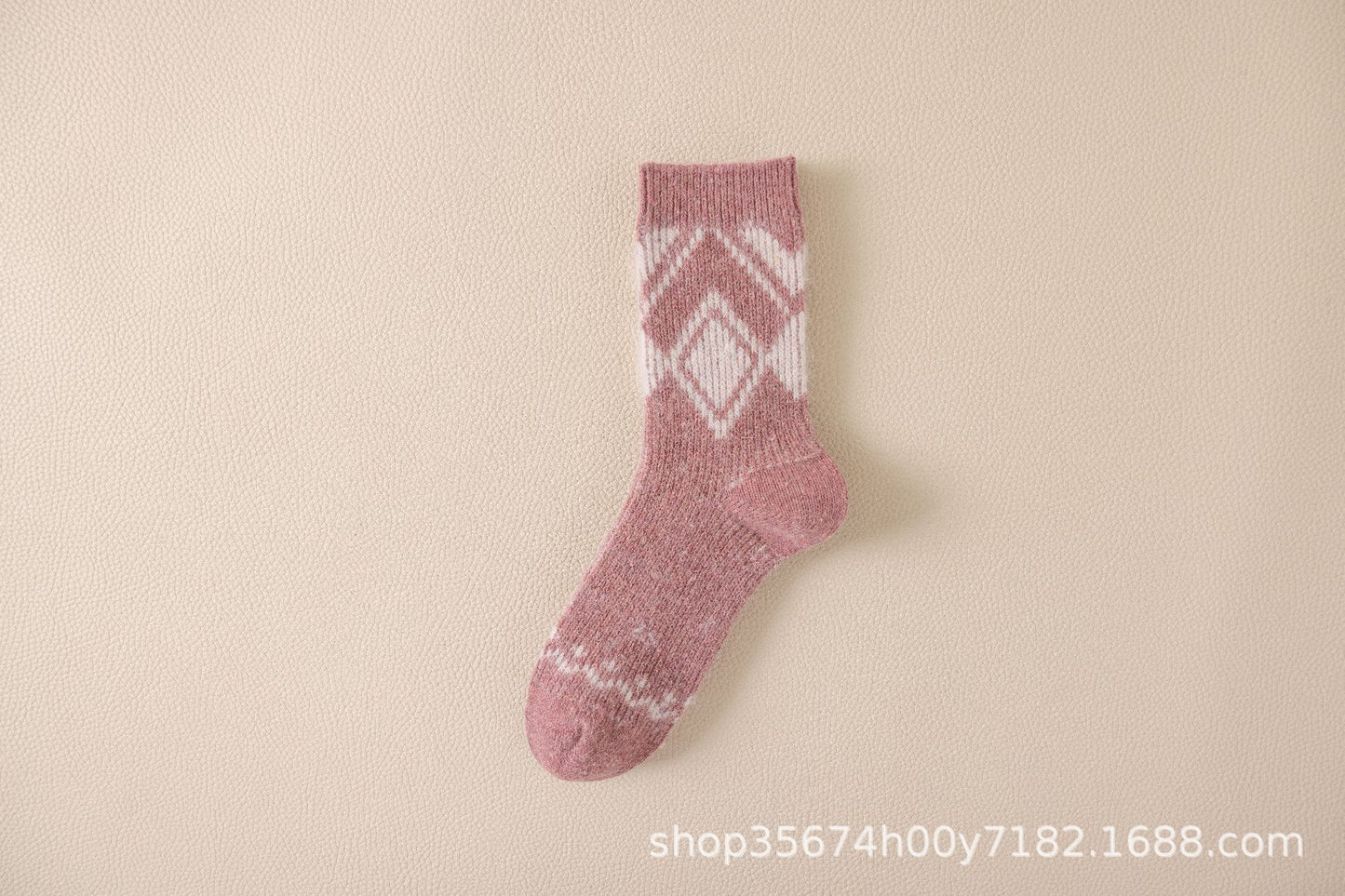 Autumn & Winter Mid-Calf Thick Knit Women's Socks 5 Pink Infinite Avenue