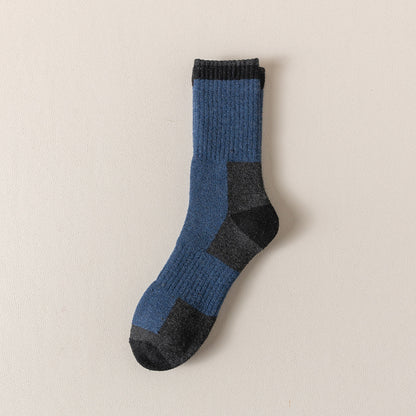 Wool Socks Men Fleece Lined Padded Warm Keeping Terry-loop Hosiery Navy Blue 40 Yards To 47 Yards Infinite Avenue