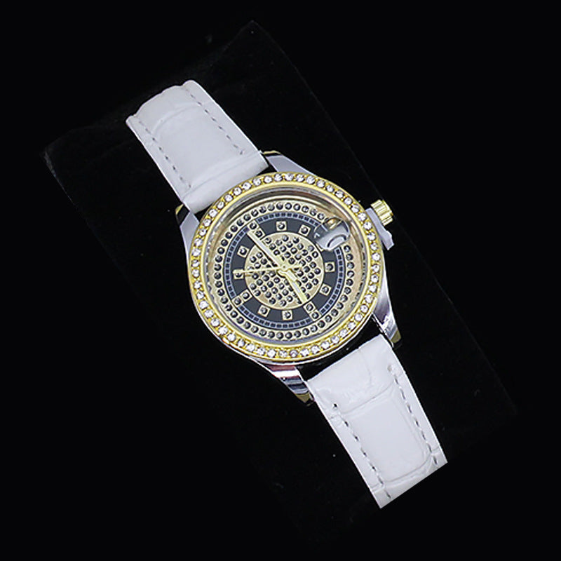 New Ladies Watch Good-looking Cross-border Valentine's Day Watch Jewelry Suit With Decoration Black White Strap Watch Infinite Avenue