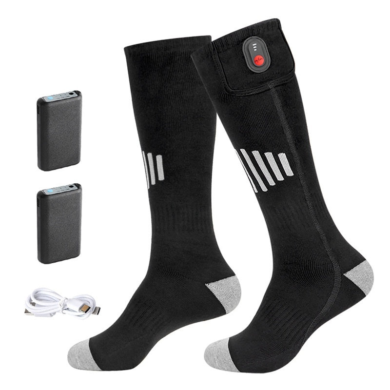 Electric Heating Pure Cotton Socks Skiing Casual Men And Women Warm-keeping Socks Black And Gray Battery Socks Free Size Infinite Avenue