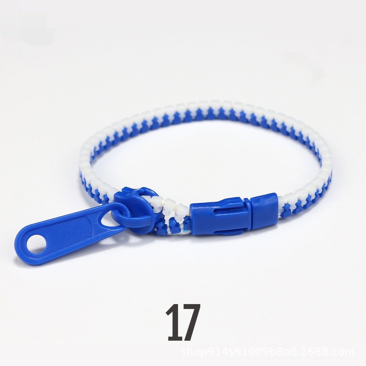 No 5 Two-color Children's Zipper Bracelet Sapphire Blue White 10PCs Bracelet Infinite Avenue